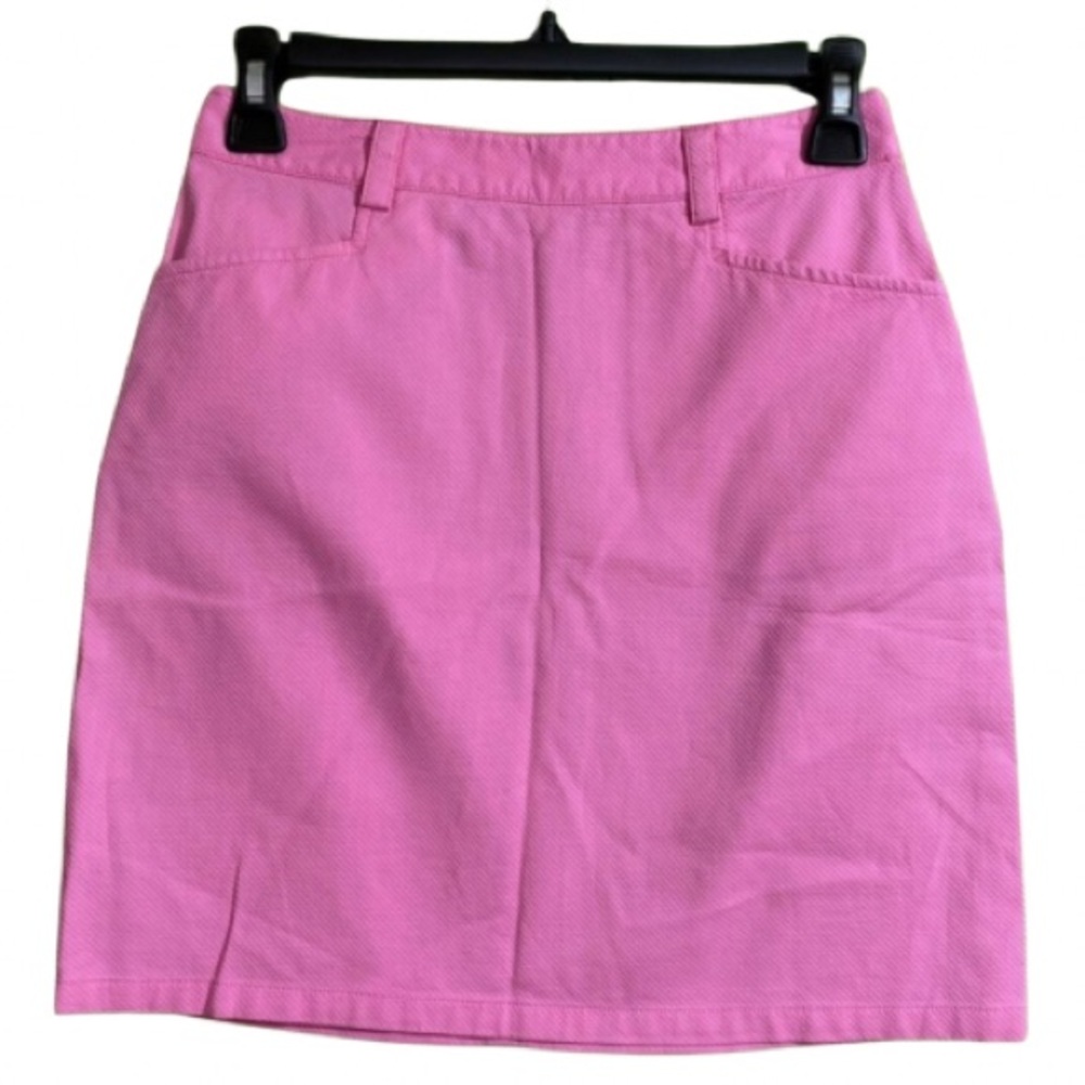 Tori Richard Women Pink A Line Mini Skirt Semi Texture Back Zip Front Pocket Sz2